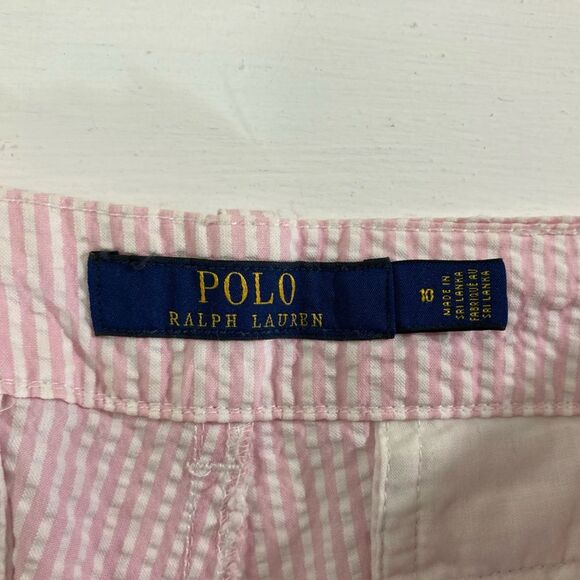 Polo Ralph Lauren Shorts Women’s 10 Pink White Stripe Seersucker Preppy - Picture 7 of 13